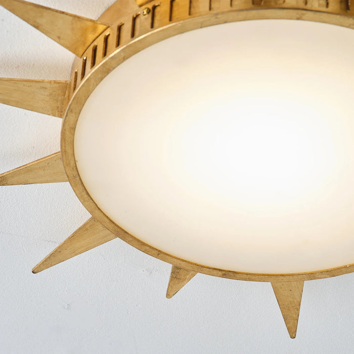 25 Inch Dana Vintage Golden Sunburst Flush Mount LED Light - Sweatfully