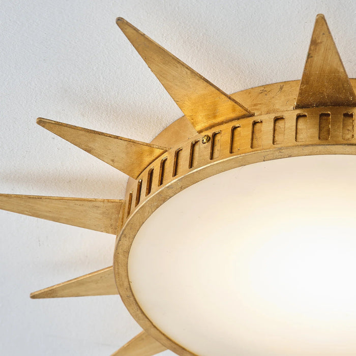 25 Inch Dana Vintage Golden Sunburst Flush Mount LED Light - Sweatfully