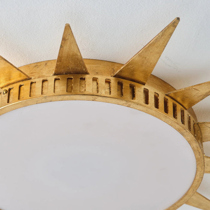 25 Inch Dana Vintage Golden Sunburst Flush Mount LED Light - Sweatfully
