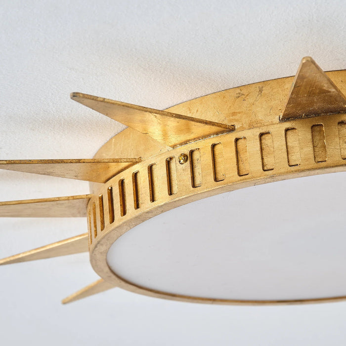 25 Inch Dana Vintage Golden Sunburst Flush Mount LED Light - Sweatfully