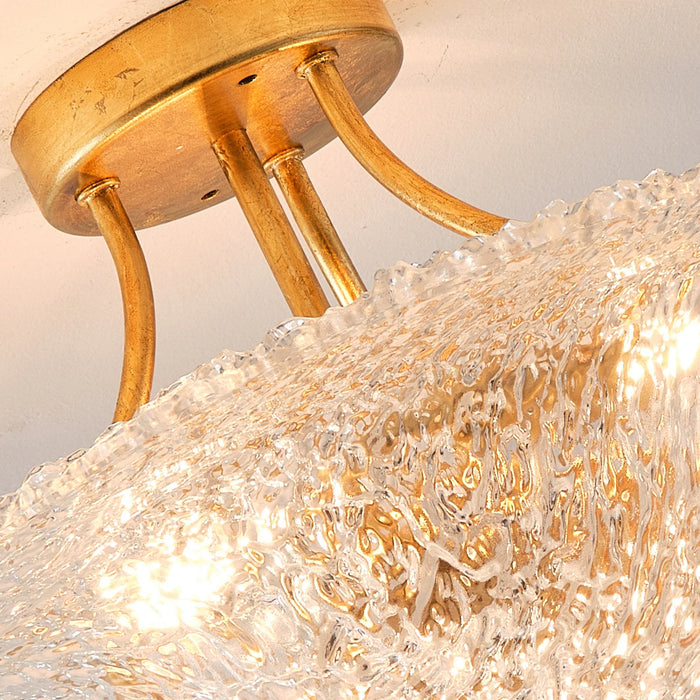 16 Inch Page 3-Light Vintage Golden Semi-Flush Mount Ceiling Light - Sweatfully