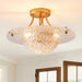 16 Inch Page 3-Light Vintage Golden Semi-Flush Mount Ceiling Light - Sweatfully