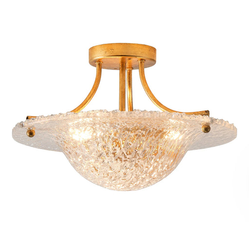 16 Inch Page 3-Light Vintage Golden Semi-Flush Mount Ceiling Light - Sweatfully