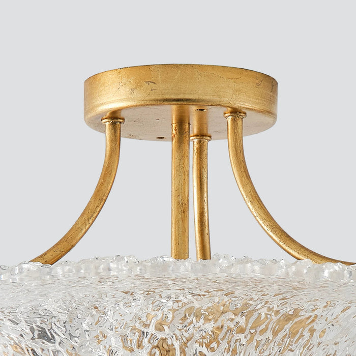 16 Inch Page 3-Light Vintage Golden Semi-Flush Mount Ceiling Light - Sweatfully