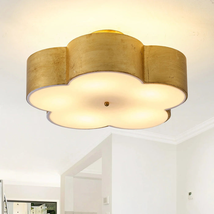 20 Inch Joyce 5-Light Vintage Golden Semi-Flush Mount Ceiling Light - Sweatfully