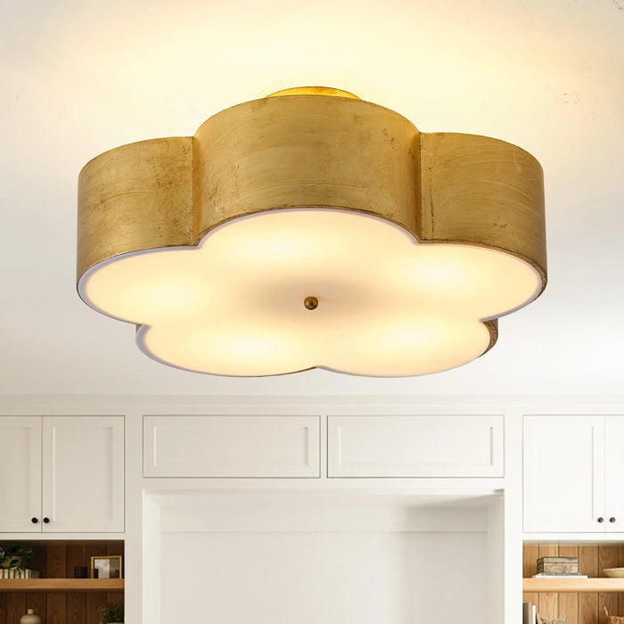 20 Inch Joyce 5-Light Vintage Golden Semi-Flush Mount Ceiling Light - Sweatfully