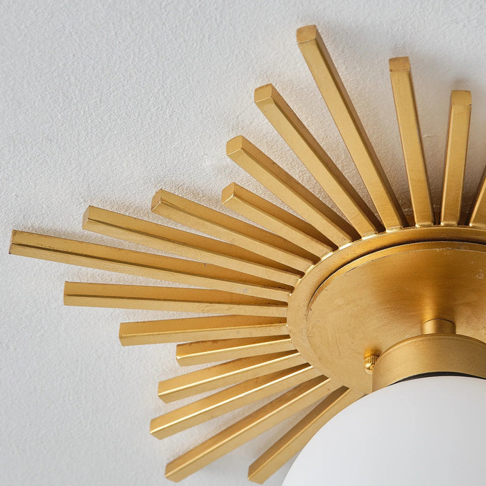 18 Inch Iris 1-Light Golden Semi-Flush Mount Ceiling Light - Sweatfully
