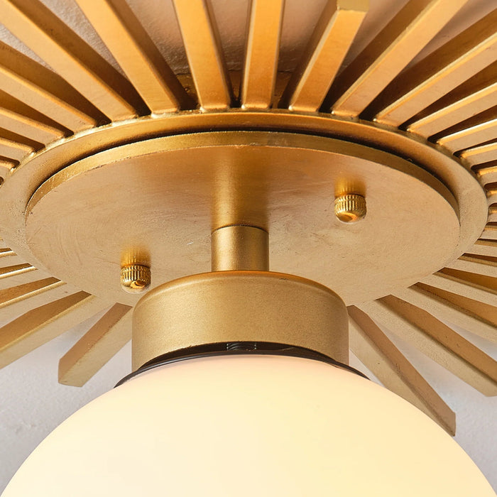 18 Inch Iris 1-Light Golden Semi-Flush Mount Ceiling Light - Sweatfully