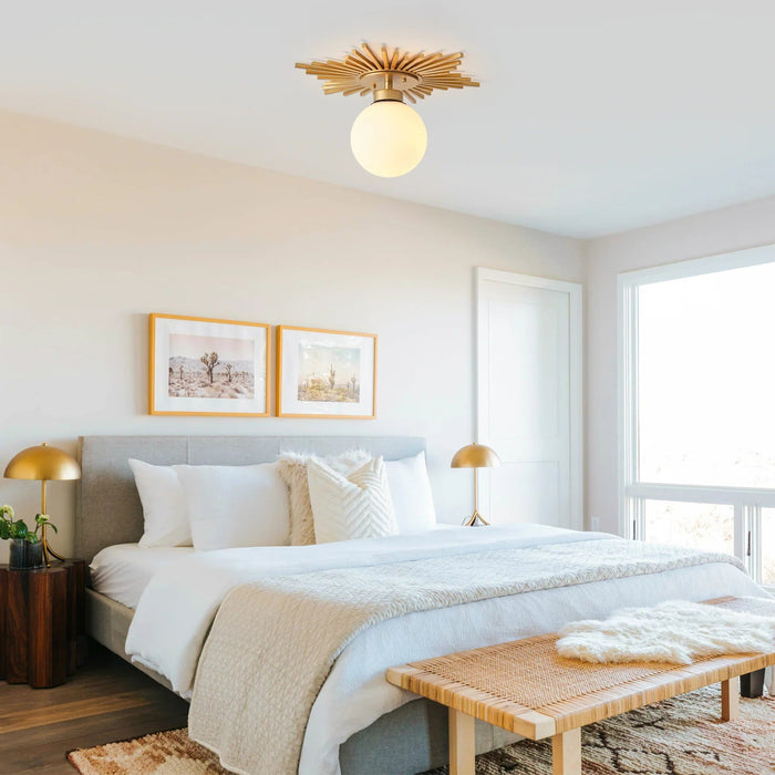 18 Inch Iris 1-Light Golden Semi-Flush Mount Ceiling Light - Sweatfully