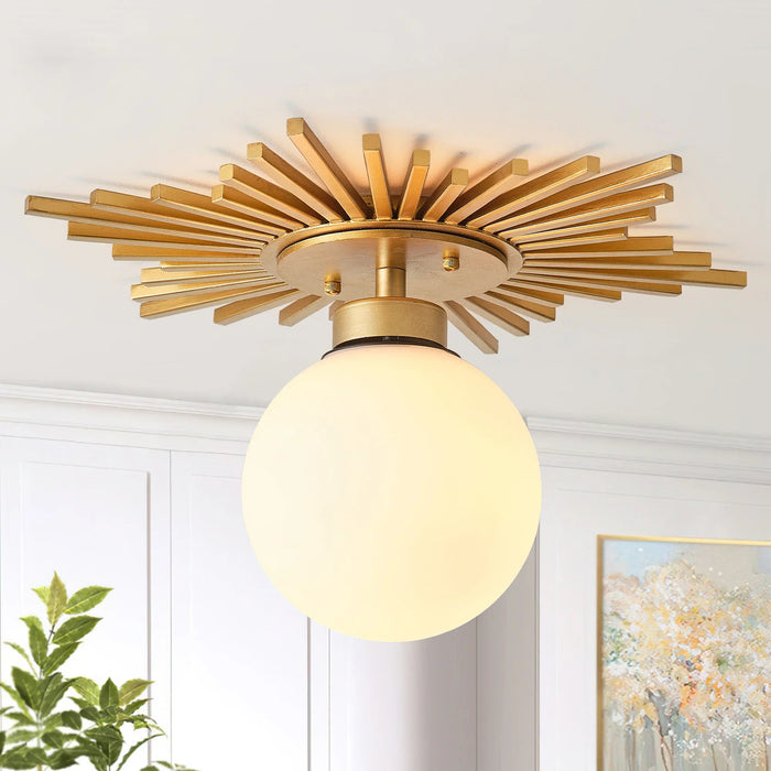 18 Inch Iris 1-Light Golden Semi-Flush Mount Ceiling Light - Sweatfully