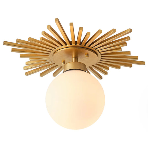 18 Inch Iris 1-Light Golden Semi-Flush Mount Ceiling Light - Sweatfully