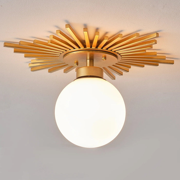 18 Inch Iris 1-Light Golden Semi-Flush Mount Ceiling Light - Sweatfully