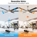 72" Bankston Modern DC Motor Downrod Mount Reversible Ceiling Fan with Lighting and Remote Control - Sweatfully