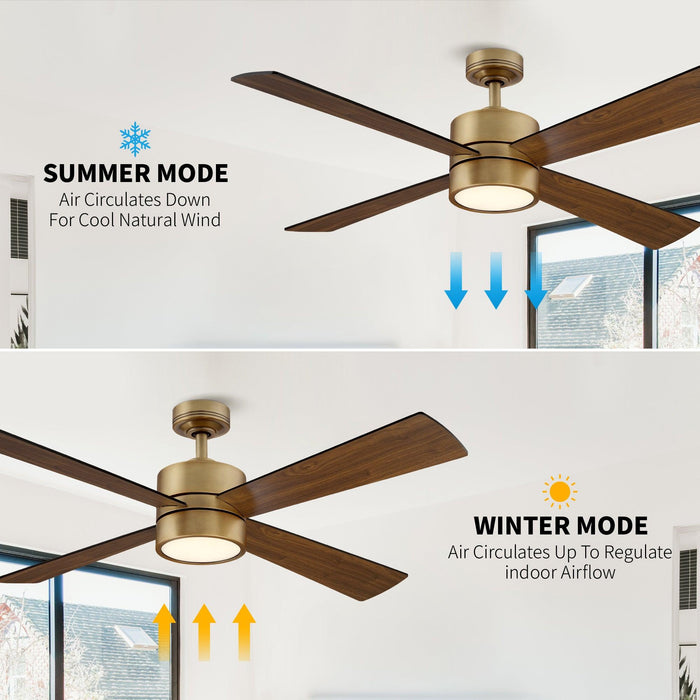 52" Bucholz Industrial Ceiling Fan with Dimmable LED Light - Sweatfully