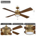 52" Bucholz Industrial Ceiling Fan with Dimmable LED Light - Sweatfully