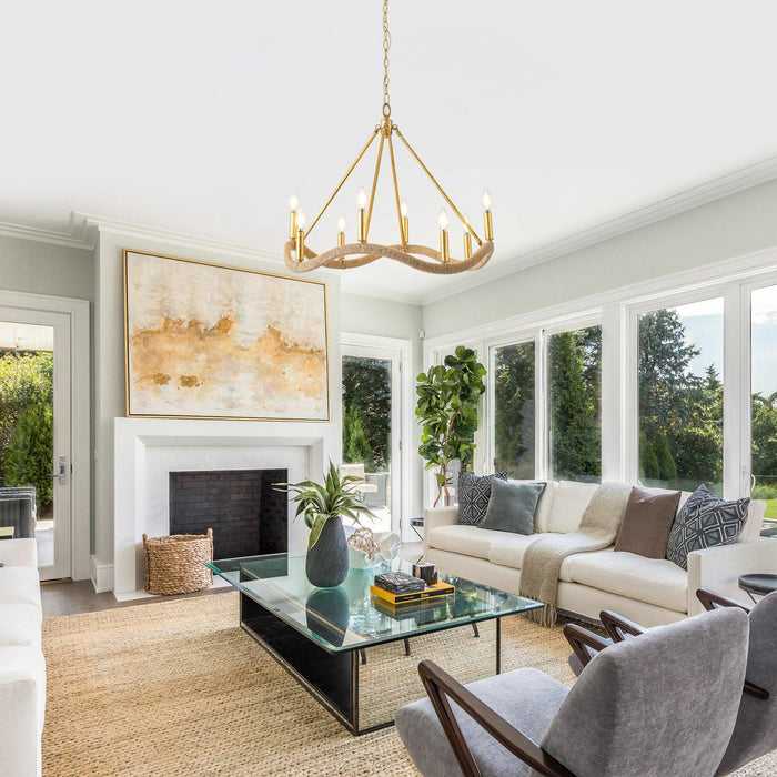 8-Light Golden Modern Candle Chandelier - Sweatfully