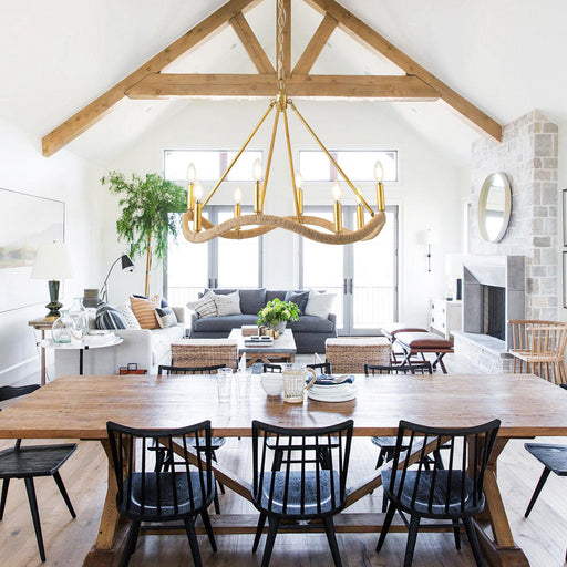 8-Light Golden Modern Candle Chandelier - Sweatfully