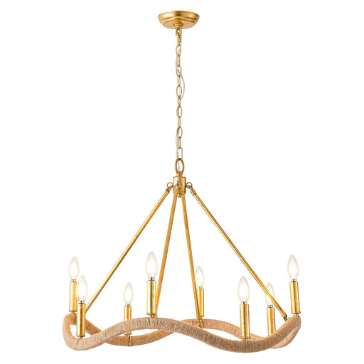 8-Light Golden Modern Candle Chandelier - Sweatfully