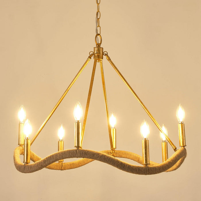 8-Light Golden Modern Candle Chandelier - Sweatfully
