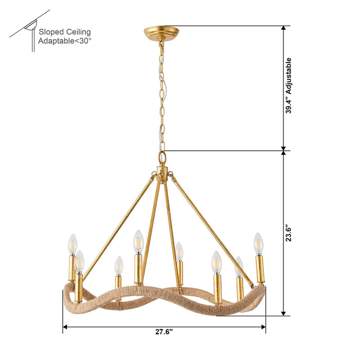 8-Light Golden Modern Candle Chandelier - Sweatfully