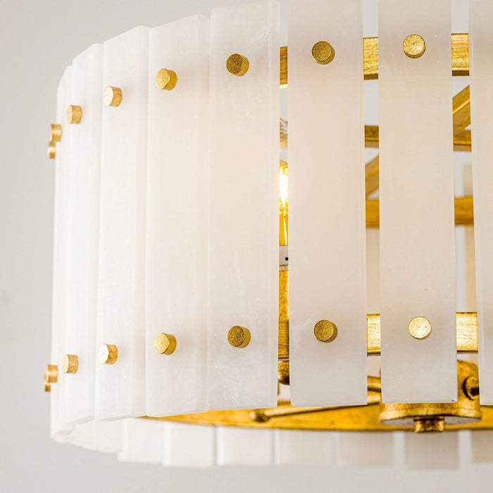 4-Light Modern Drum Marble Semi Flush Mount Ceiling Light - Sweatfully