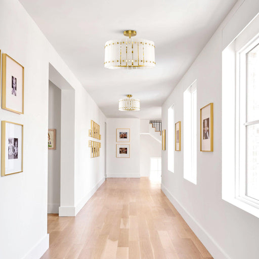 4-Light Modern Drum Marble Semi Flush Mount Ceiling Light - Sweatfully