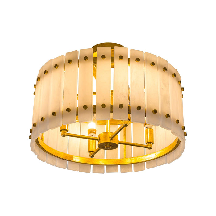 4-Light Modern Drum Marble Semi Flush Mount Ceiling Light - Sweatfully