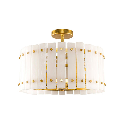 4-Light Modern Drum Marble Semi Flush Mount Ceiling Light - Sweatfully