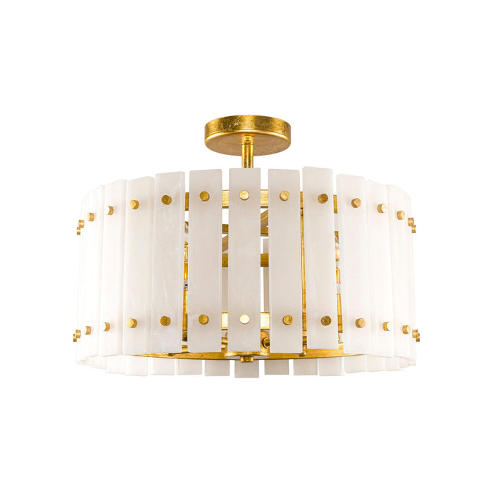4-Light Modern Drum Marble Semi Flush Mount Ceiling Light - Sweatfully