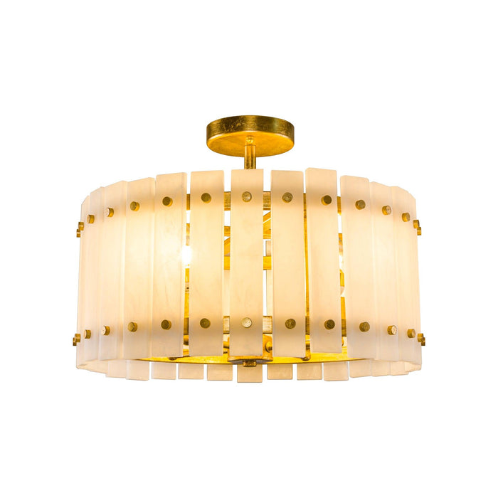 4-Light Modern Drum Marble Semi Flush Mount Ceiling Light - Sweatfully