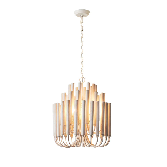 20 Inch Borg 5-Light White Wooden Chandelier - Sweatfully