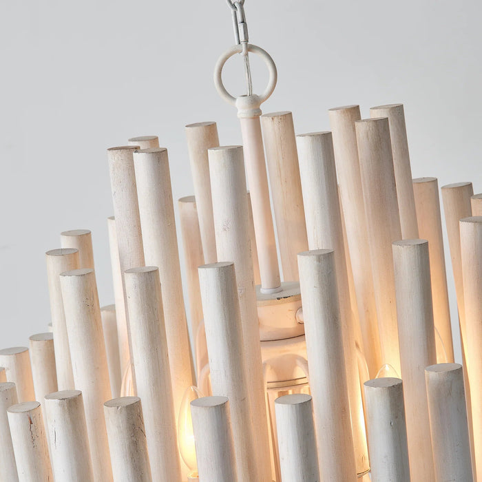 20 Inch Borg 5-Light White Wooden Chandelier - Sweatfully