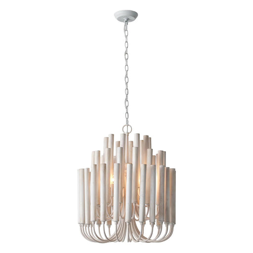 20 Inch Borg 5-Light White Wooden Chandelier - Sweatfully