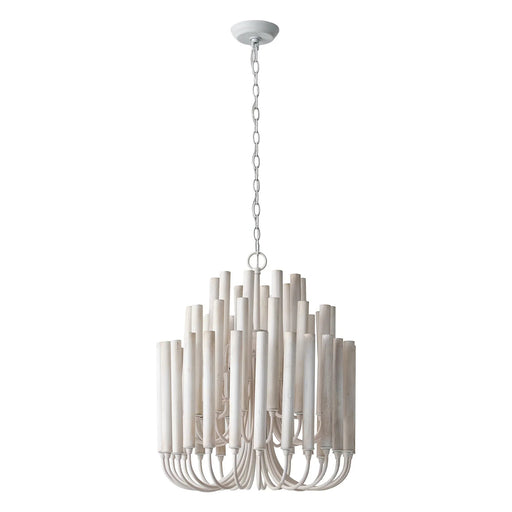 20 Inch Borg 5-Light White Wooden Chandelier - Sweatfully