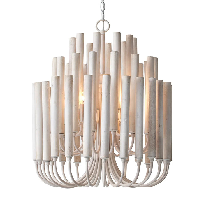 20 Inch Borg 5-Light White Wooden Chandelier - Sweatfully
