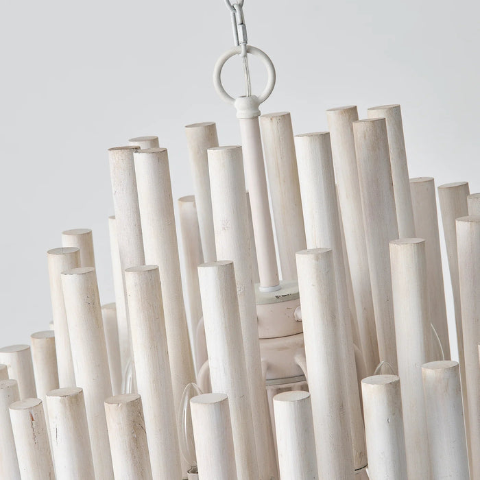 20 Inch Borg 5-Light White Wooden Chandelier - Sweatfully