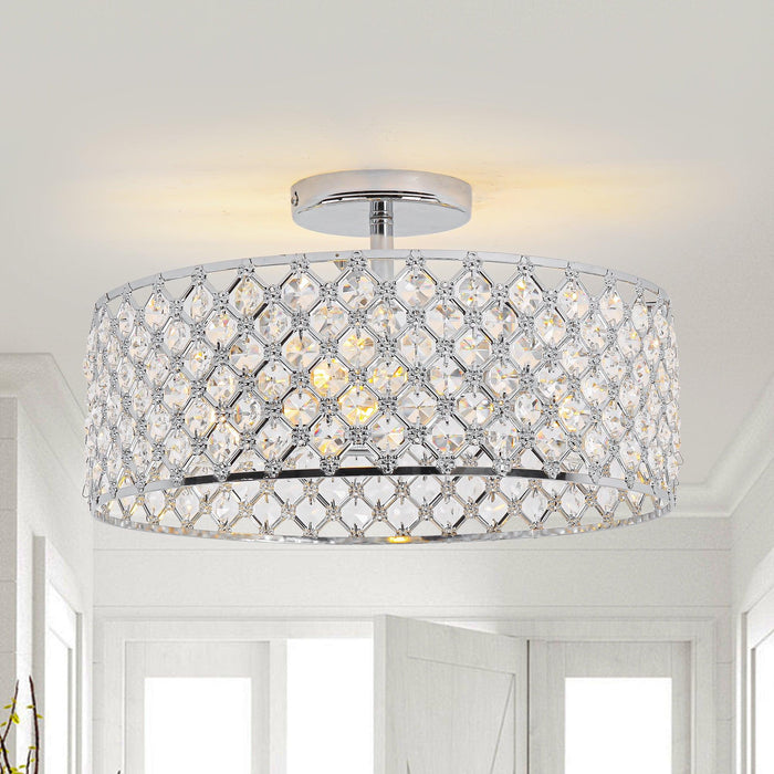 15 Inch 3-Light Modern Chrome Semi-Flush Mount Ceiling Lighting - Sweatfully