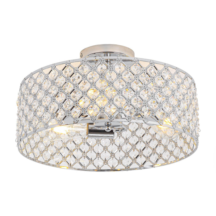 15 Inch 3-Light Modern Chrome Semi-Flush Mount Ceiling Lighting - Sweatfully