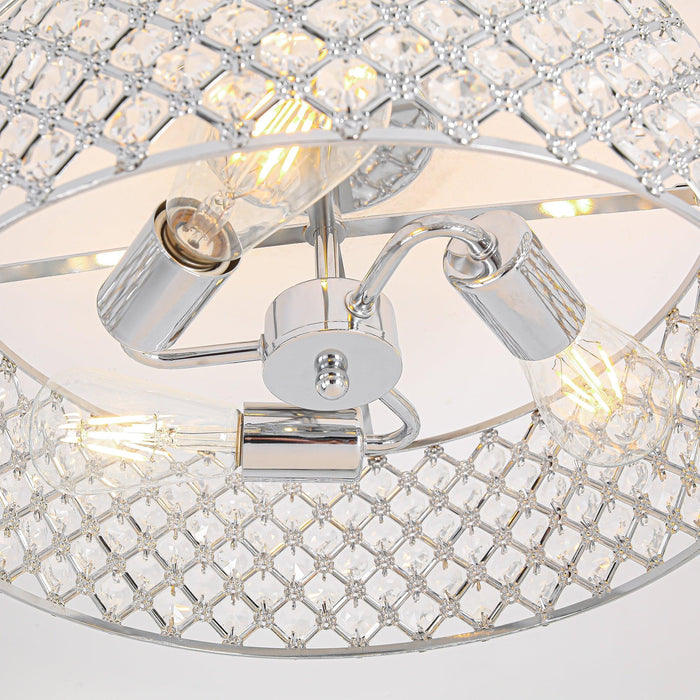15 Inch 3-Light Modern Chrome Semi-Flush Mount Ceiling Lighting - Sweatfully
