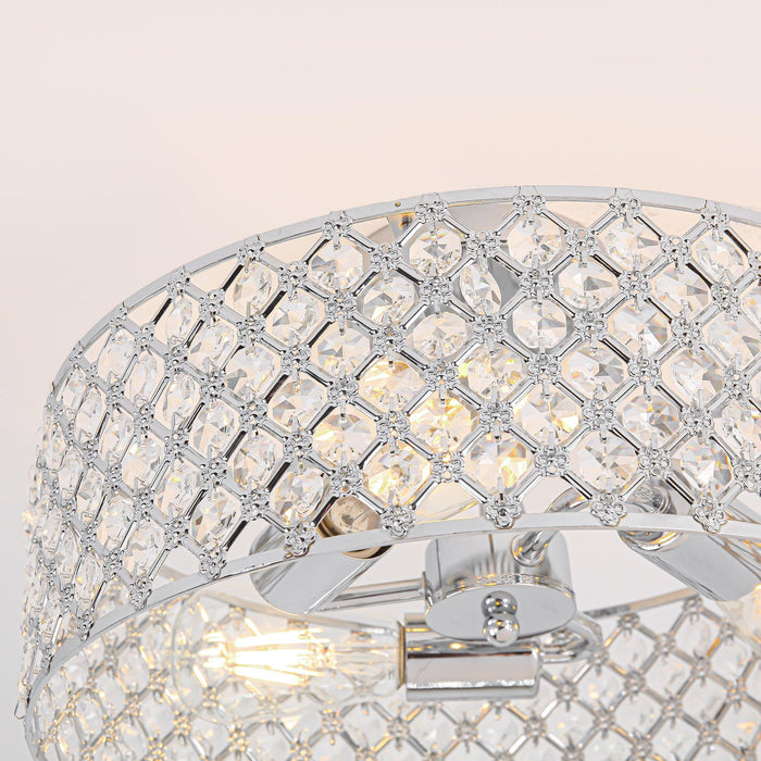 15 Inch 3-Light Modern Chrome Semi-Flush Mount Ceiling Lighting - Sweatfully