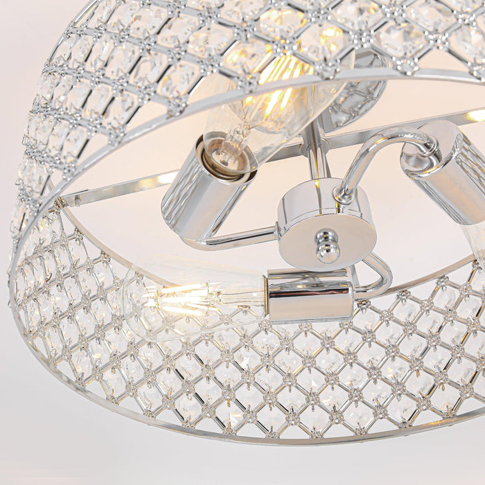 15 Inch 3-Light Modern Chrome Semi-Flush Mount Ceiling Lighting - Sweatfully