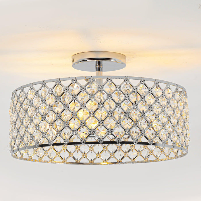 15 Inch 3-Light Modern Chrome Semi-Flush Mount Ceiling Lighting - Sweatfully
