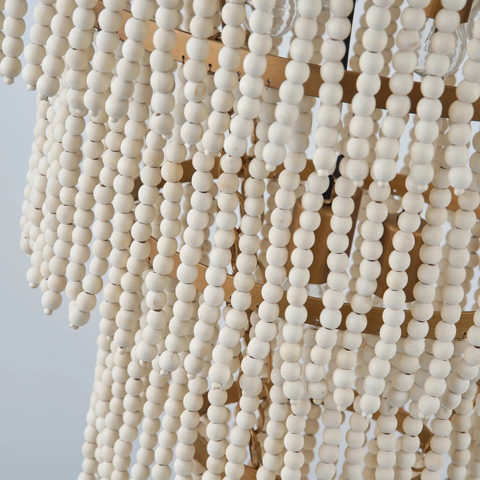 32 Inch Nelly 9-Light Bohemia Wood Beaded Chandelier - Sweatfully