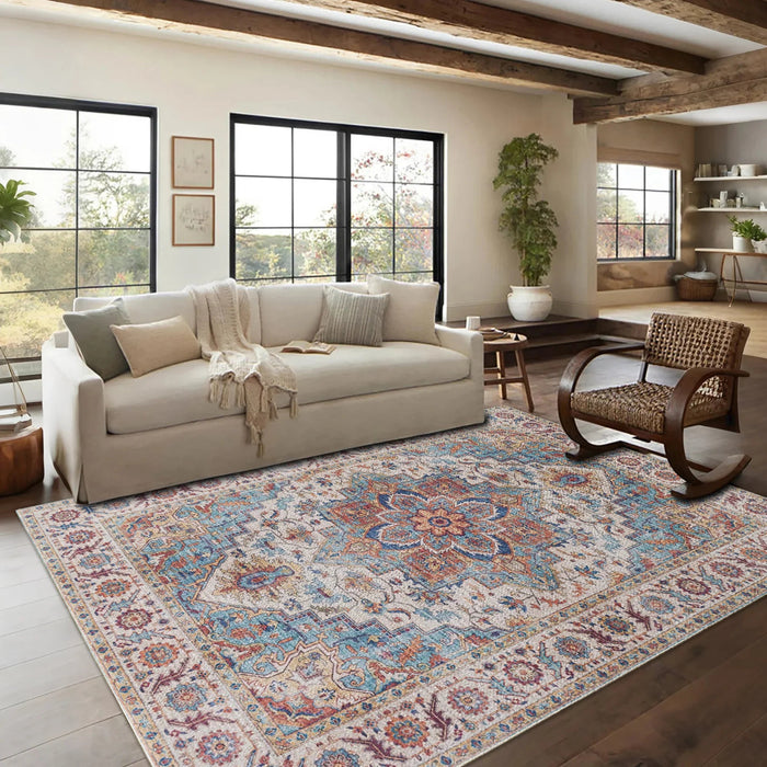 7ft x 5ft Vintage Indoor Non-Slip Washable Large  Area Rugs for Bedroom Living Room - Sweatfully