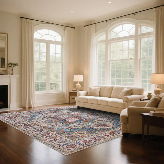 7ft x 5ft Vintage Indoor Non-Slip Washable Large  Area Rugs for Bedroom Living Room - Sweatfully