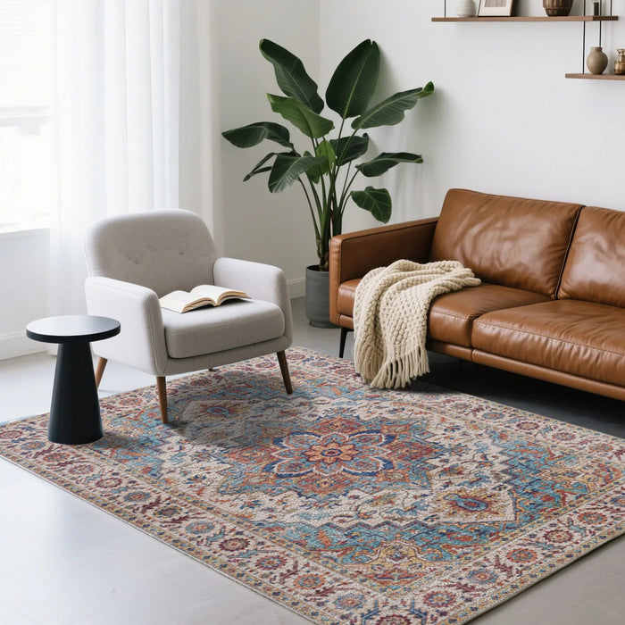 7ft x 5ft Vintage Indoor Non-Slip Washable Large  Area Rugs for Bedroom Living Room - Sweatfully