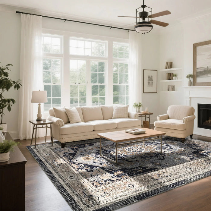 7ft x 5ft Vintage Indoor Non-Slip Washable Large  Area Rugs for Bedroom Living Room - Sweatfully