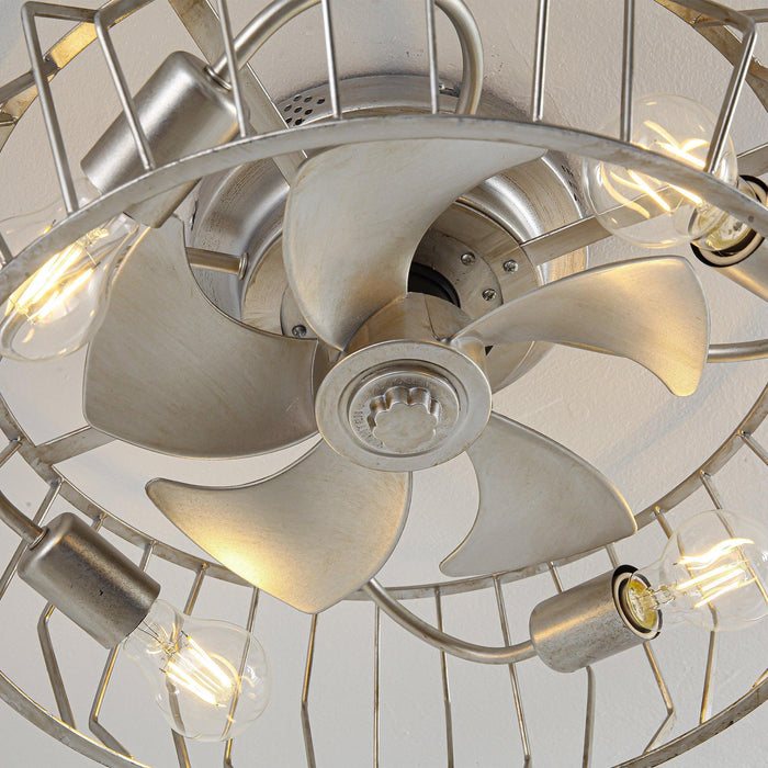 20 Inch Silver Flush Mount Ceiling Fan with Light APP and Remote Control - Sweatfully
