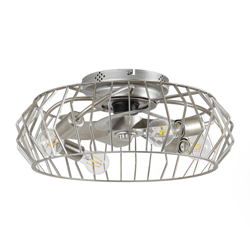 20 Inch Silver Flush Mount Ceiling Fan with Light APP and Remote Control - Sweatfully