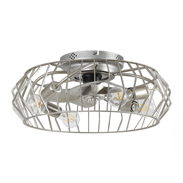 20 Inch Silver Flush Mount Ceiling Fan with Light APP and Remote Control - Sweatfully